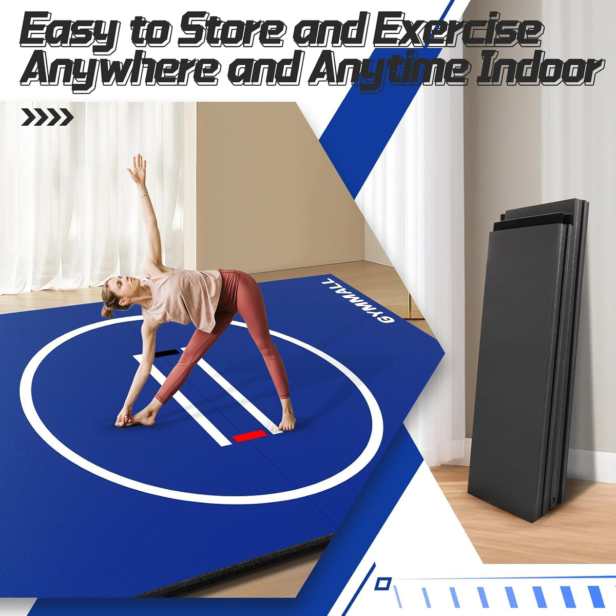 Wrestling Mat 10'x10'/8'x8'/6.6'x10' for Home Outdoor Indoor, 1.2" Thick Foldable XPE Jiu Jitsu Floor Exercise Mat for Gymnastics, PE Training, BJJ, MMA, Martial Art, Grappling, Judo, Boxing, Yoga