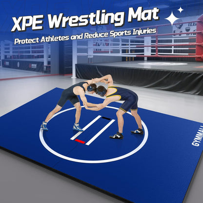 Wrestling Mat 10'x10'/8'x8'/6.6'x10' for Home Outdoor Indoor, 1.2" Thick Foldable XPE Jiu Jitsu Floor Exercise Mat for Gymnastics, PE Training, BJJ, MMA, Martial Art, Grappling, Judo, Boxing, Yoga