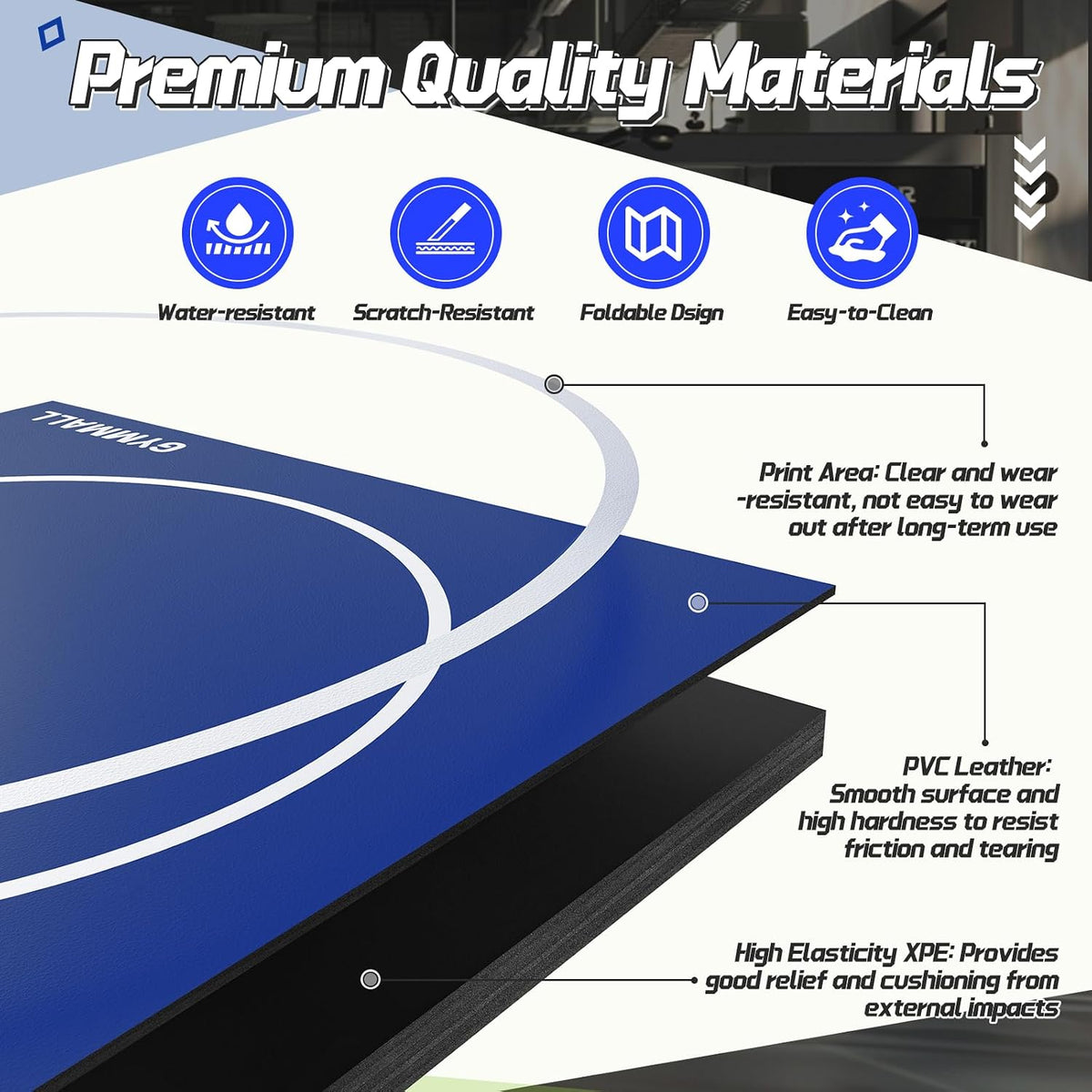 Wrestling Mat 10'x10'/8'x8'/6.6'x10' for Home Outdoor Indoor, 1.2" Thick Foldable XPE Jiu Jitsu Floor Exercise Mat for Gymnastics, PE Training, BJJ, MMA, Martial Art, Grappling, Judo, Boxing, Yoga