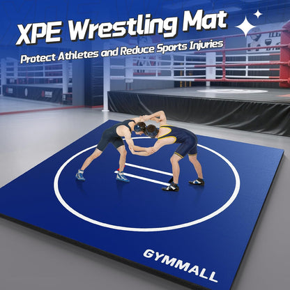 Wrestling Mat 10'x10'/8'x8'/6.6'x10' for Home Outdoor Indoor, 1.2" Thick Foldable XPE Jiu Jitsu Floor Exercise Mat for Gymnastics, PE Training, BJJ, MMA, Martial Art, Grappling, Judo, Boxing, Yoga