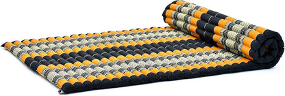 Kapok Roll Mat – Handcrafted Folding Sleep & Relaxation Mattress from Thailand, Ideal as Guest Bed, Camping Mat, Yoga Mat or Traditional Futon, 75 x 39 inches, Orange Red