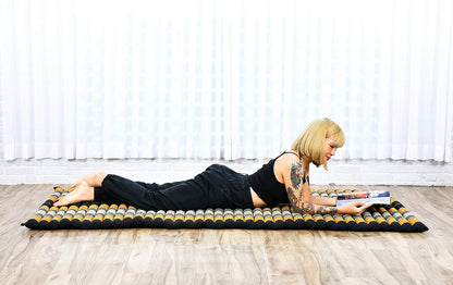 Kapok Roll Mat – Handcrafted Folding Sleep & Relaxation Mattress from Thailand, Ideal as Guest Bed, Camping Mat, Yoga Mat or Traditional Futon, 75 x 39 inches, Orange Red