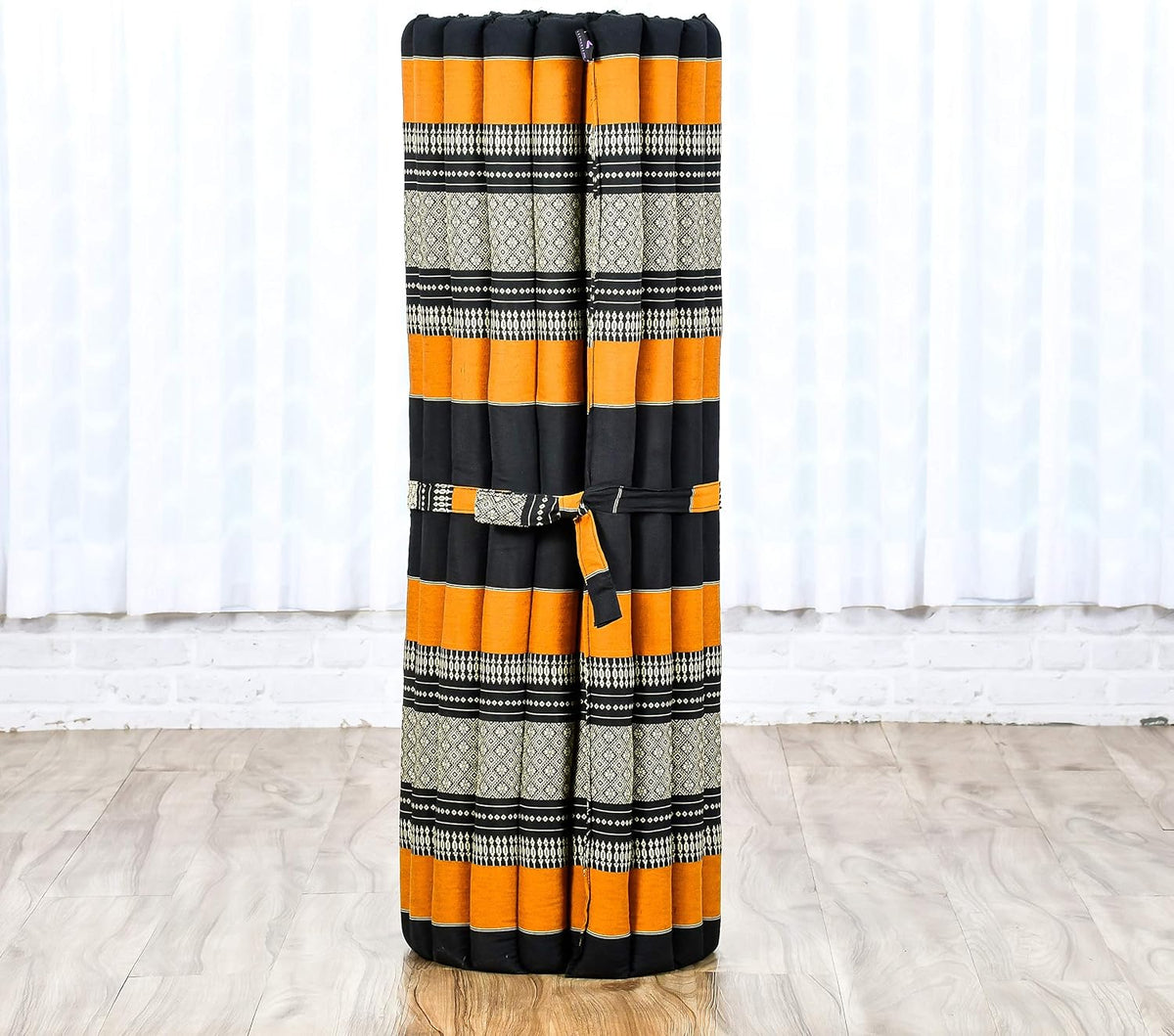 Kapok Roll Mat – Handcrafted Folding Sleep & Relaxation Mattress from Thailand, Ideal as Guest Bed, Camping Mat, Yoga Mat or Traditional Futon, 75 x 39 inches, Orange Red