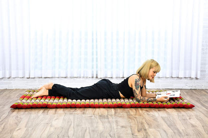 Kapok Roll Mat – Handcrafted Folding Sleep & Relaxation Mattress from Thailand, Ideal as Guest Bed, Camping Mat, Yoga Mat or Traditional Futon, 75 x 39 inches, Orange Red