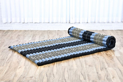 Kapok Roll Mat – Handcrafted Folding Sleep & Relaxation Mattress from Thailand, Ideal as Guest Bed, Camping Mat, Yoga Mat or Traditional Futon, 75 x 39 inches, Orange Red
