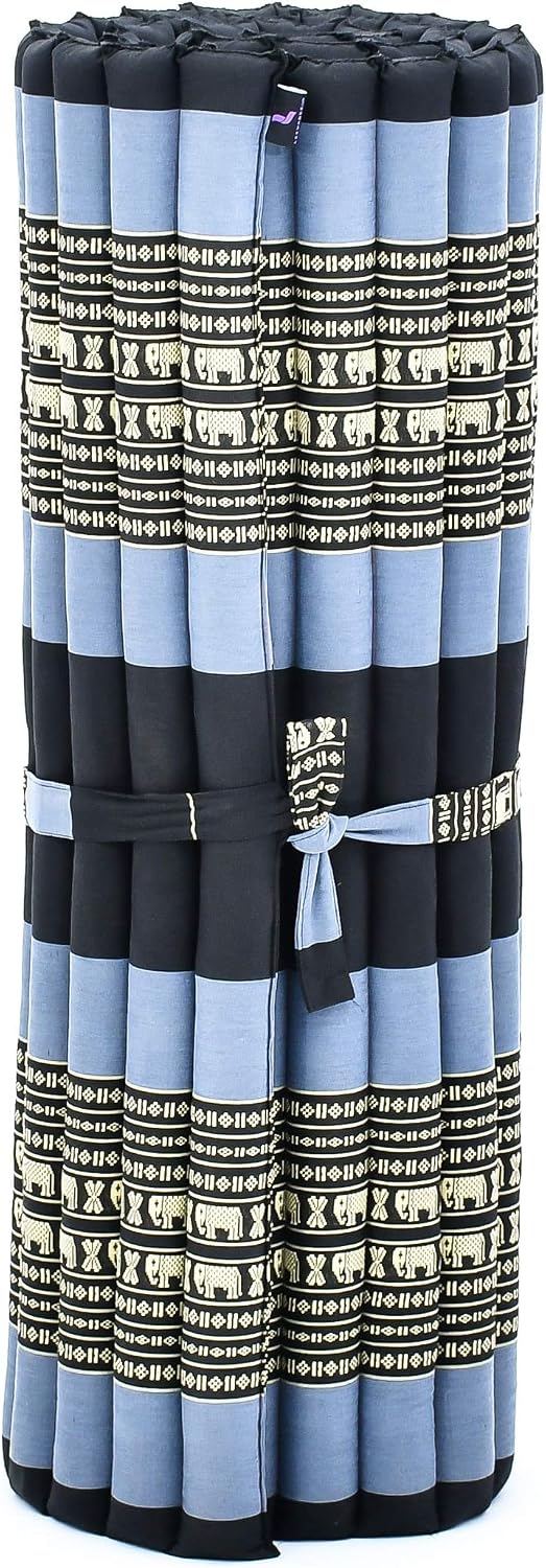 Kapok Roll Mat – Handcrafted Folding Sleep & Relaxation Mattress from Thailand, Ideal as Guest Bed, Camping Mat, Yoga Mat or Traditional Futon, 75 x 39 inches, Orange Red