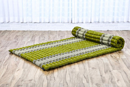 Kapok Roll Mat – Handcrafted Folding Sleep & Relaxation Mattress from Thailand, Ideal as Guest Bed, Camping Mat, Yoga Mat or Traditional Futon, 75 x 39 inches, Orange Red