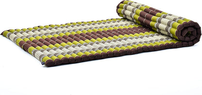 Kapok Roll Mat – Handcrafted Folding Sleep & Relaxation Mattress from Thailand, Ideal as Guest Bed, Camping Mat, Yoga Mat or Traditional Futon, 75 x 39 inches, Orange Red