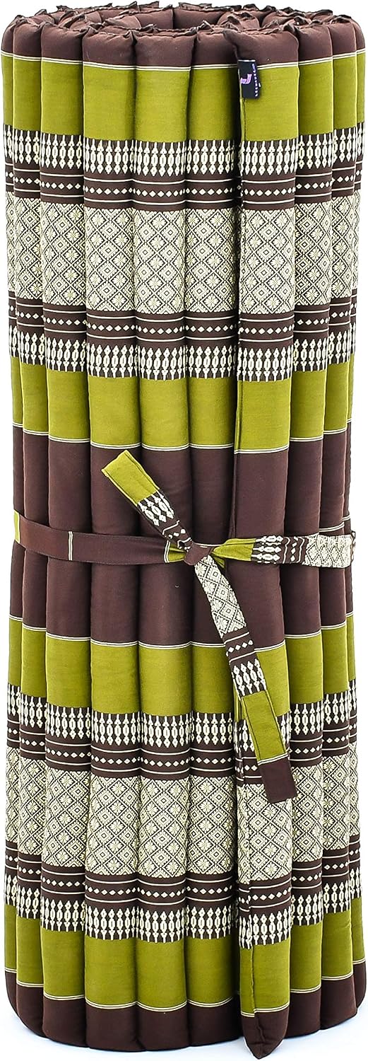 Kapok Roll Mat – Handcrafted Folding Sleep & Relaxation Mattress from Thailand, Ideal as Guest Bed, Camping Mat, Yoga Mat or Traditional Futon, 75 x 39 inches, Orange Red