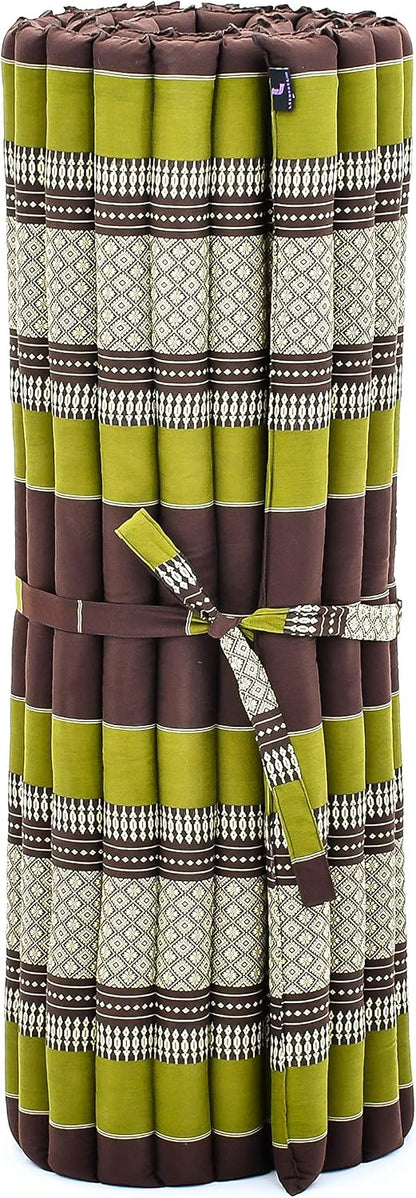 Kapok Roll Mat – Handcrafted Folding Sleep & Relaxation Mattress from Thailand, Ideal as Guest Bed, Camping Mat, Yoga Mat or Traditional Futon, 75 x 39 inches, Orange Red