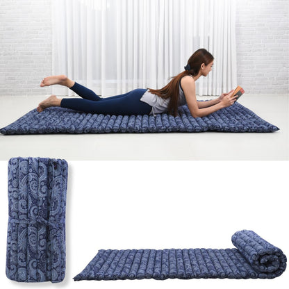 Kapok Roll Mat – Handcrafted Folding Sleep & Relaxation Mattress from Thailand, Ideal as Guest Bed, Camping Mat, Yoga Mat or Traditional Futon, 75 x 39 inches, Orange Red