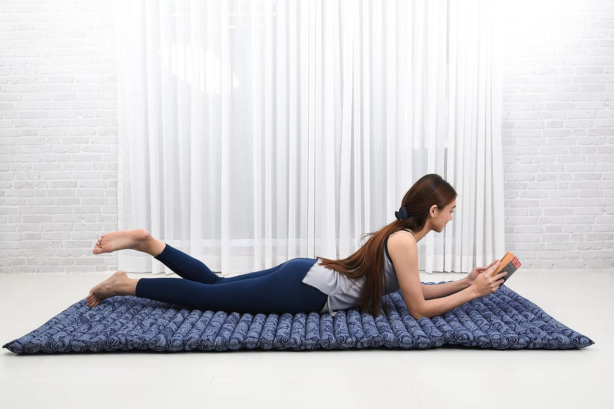 Kapok Roll Mat – Handcrafted Folding Sleep & Relaxation Mattress from Thailand, Ideal as Guest Bed, Camping Mat, Yoga Mat or Traditional Futon, 75 x 39 inches, Orange Red
