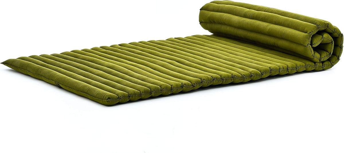 Kapok Roll Mat – Handcrafted Folding Sleep & Relaxation Mattress from Thailand, Ideal as Guest Bed, Camping Mat, Yoga Mat or Traditional Futon, 75 x 39 inches, Orange Red