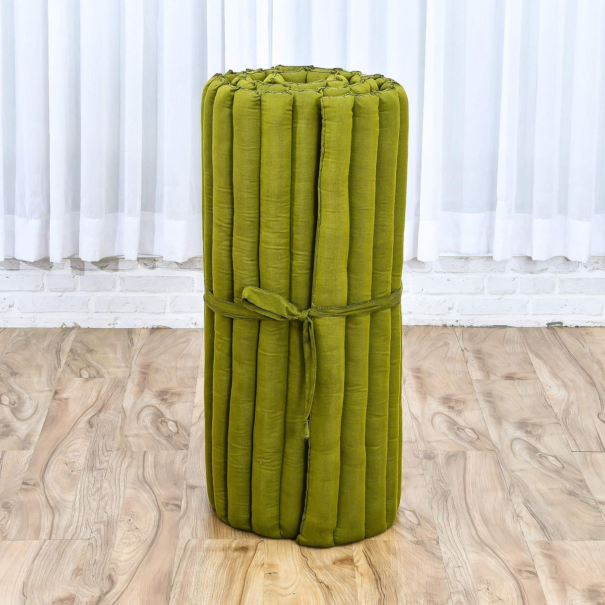 Kapok Roll Mat – Handcrafted Folding Sleep & Relaxation Mattress from Thailand, Ideal as Guest Bed, Camping Mat, Yoga Mat or Traditional Futon, 75 x 39 inches, Orange Red