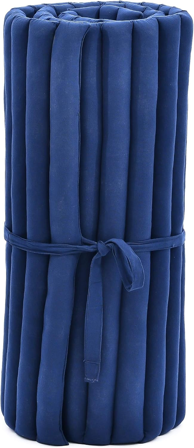 Kapok Roll Mat – Handcrafted Folding Sleep & Relaxation Mattress from Thailand, Ideal as Guest Bed, Camping Mat, Yoga Mat or Traditional Futon, 75 x 39 inches, Orange Red