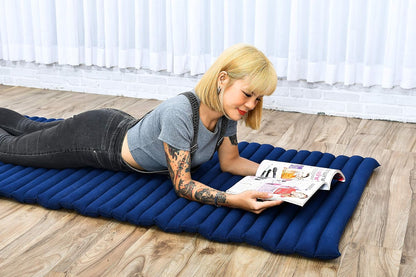 Kapok Roll Mat – Handcrafted Folding Sleep & Relaxation Mattress from Thailand, Ideal as Guest Bed, Camping Mat, Yoga Mat or Traditional Futon, 75 x 39 inches, Orange Red