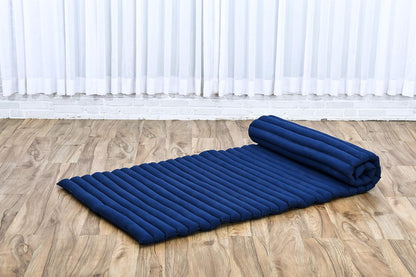 Kapok Roll Mat – Handcrafted Folding Sleep & Relaxation Mattress from Thailand, Ideal as Guest Bed, Camping Mat, Yoga Mat or Traditional Futon, 75 x 39 inches, Orange Red