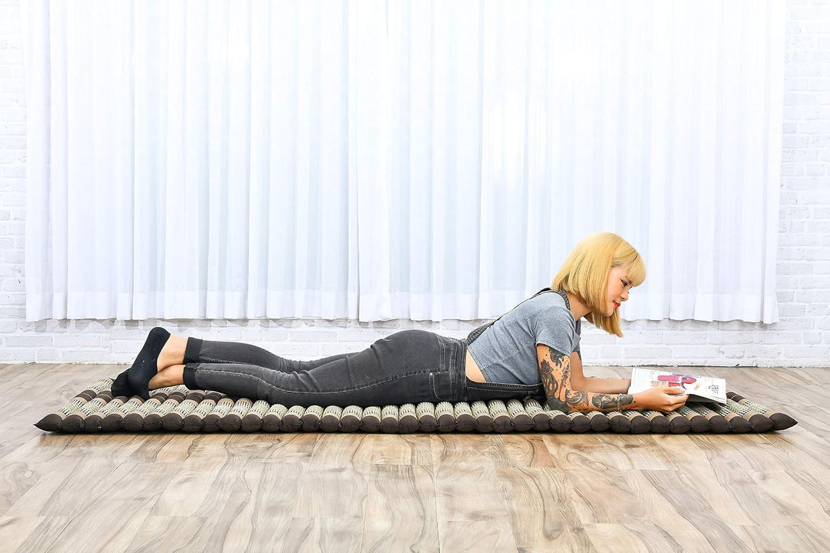 Kapok Roll Mat – Handcrafted Folding Sleep & Relaxation Mattress from Thailand, Ideal as Guest Bed, Camping Mat, Yoga Mat or Traditional Futon, 75 x 39 inches, Orange Red
