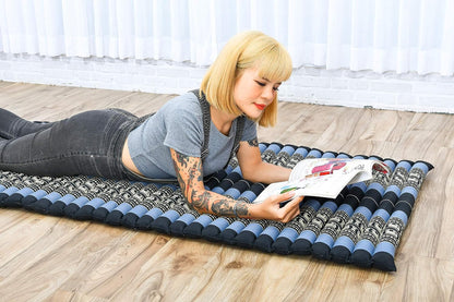 Kapok Roll Mat – Handcrafted Folding Sleep & Relaxation Mattress from Thailand, Ideal as Guest Bed, Camping Mat, Yoga Mat or Traditional Futon, 75 x 39 inches, Orange Red