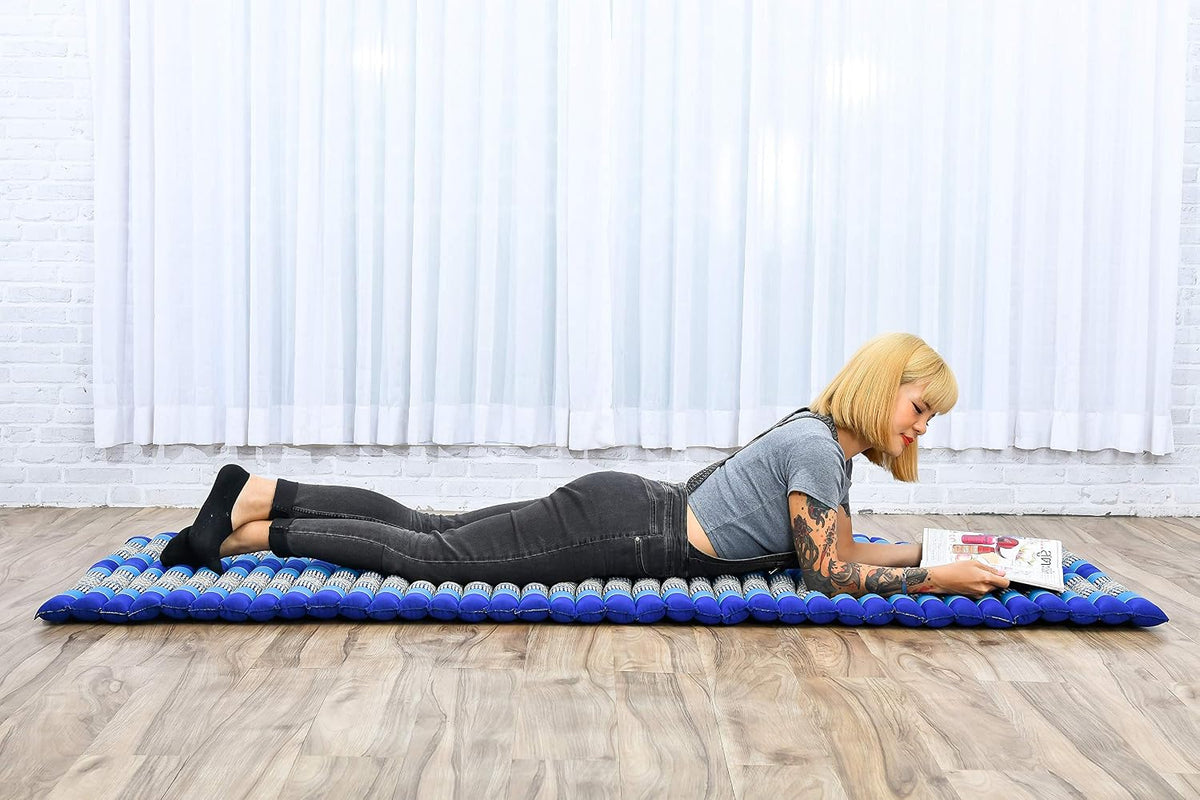 Kapok Roll Mat – Handcrafted Folding Sleep & Relaxation Mattress from Thailand, Ideal as Guest Bed, Camping Mat, Yoga Mat or Traditional Futon, 75 x 39 inches, Orange Red