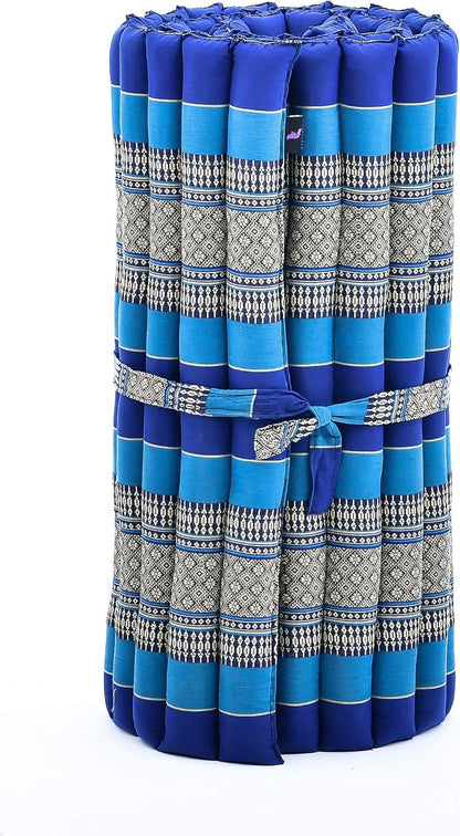 Kapok Roll Mat – Handcrafted Folding Sleep & Relaxation Mattress from Thailand, Ideal as Guest Bed, Camping Mat, Yoga Mat or Traditional Futon, 75 x 39 inches, Orange Red