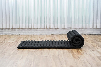 Kapok Roll Mat – Handcrafted Folding Sleep & Relaxation Mattress from Thailand, Ideal as Guest Bed, Camping Mat, Yoga Mat or Traditional Futon, 75 x 39 inches, Orange Red