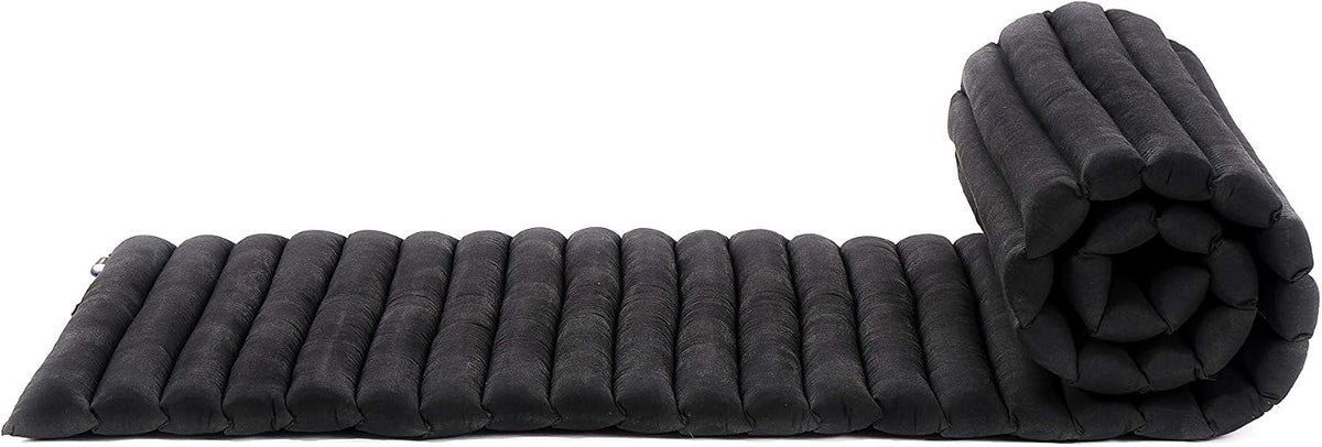 Kapok Roll Mat – Handcrafted Folding Sleep & Relaxation Mattress from Thailand, Ideal as Guest Bed, Camping Mat, Yoga Mat or Traditional Futon, 75 x 39 inches, Orange Red