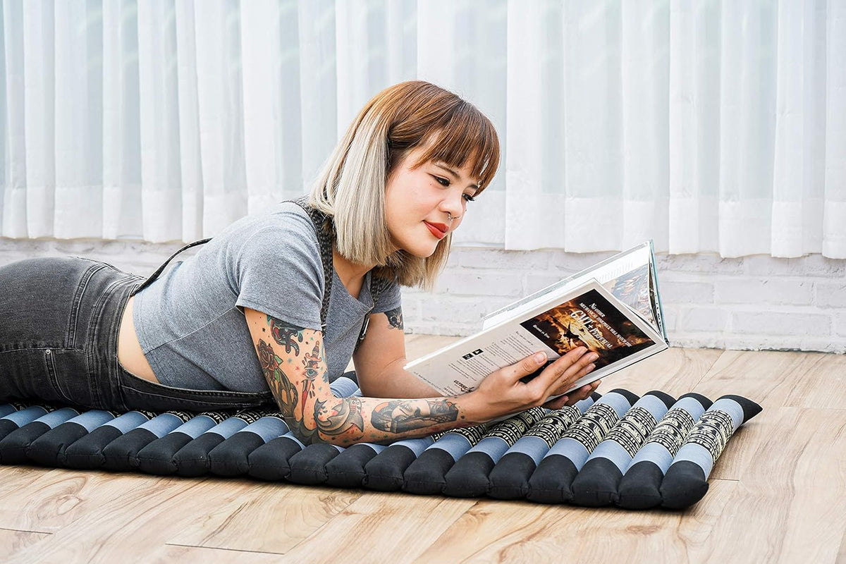 Kapok Roll Mat – Handcrafted Folding Sleep & Relaxation Mattress from Thailand, Ideal as Guest Bed, Camping Mat, Yoga Mat or Traditional Futon, 75 x 39 inches, Orange Red