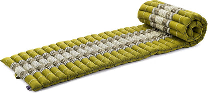 Kapok Roll Mat – Handcrafted Folding Sleep & Relaxation Mattress from Thailand, Ideal as Guest Bed, Camping Mat, Yoga Mat or Traditional Futon, 75 x 39 inches, Orange Red