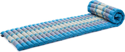 Kapok Roll Mat – Handcrafted Folding Sleep & Relaxation Mattress from Thailand, Ideal as Guest Bed, Camping Mat, Yoga Mat or Traditional Futon, 75 x 39 inches, Orange Red