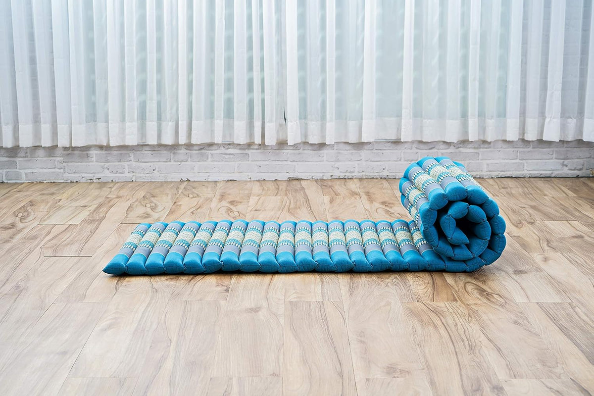 Kapok Roll Mat – Handcrafted Folding Sleep & Relaxation Mattress from Thailand, Ideal as Guest Bed, Camping Mat, Yoga Mat or Traditional Futon, 75 x 39 inches, Orange Red