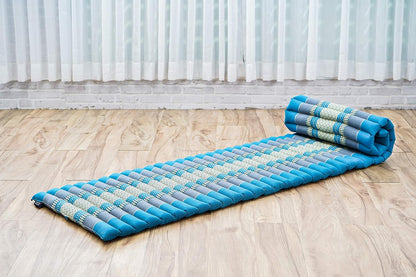 Kapok Roll Mat – Handcrafted Folding Sleep & Relaxation Mattress from Thailand, Ideal as Guest Bed, Camping Mat, Yoga Mat or Traditional Futon, 75 x 39 inches, Orange Red
