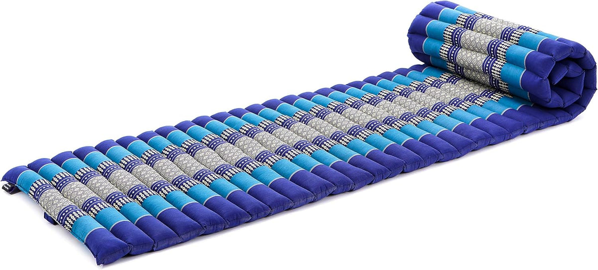 Kapok Roll Mat – Handcrafted Folding Sleep & Relaxation Mattress from Thailand, Ideal as Guest Bed, Camping Mat, Yoga Mat or Traditional Futon, 75 x 39 inches, Orange Red