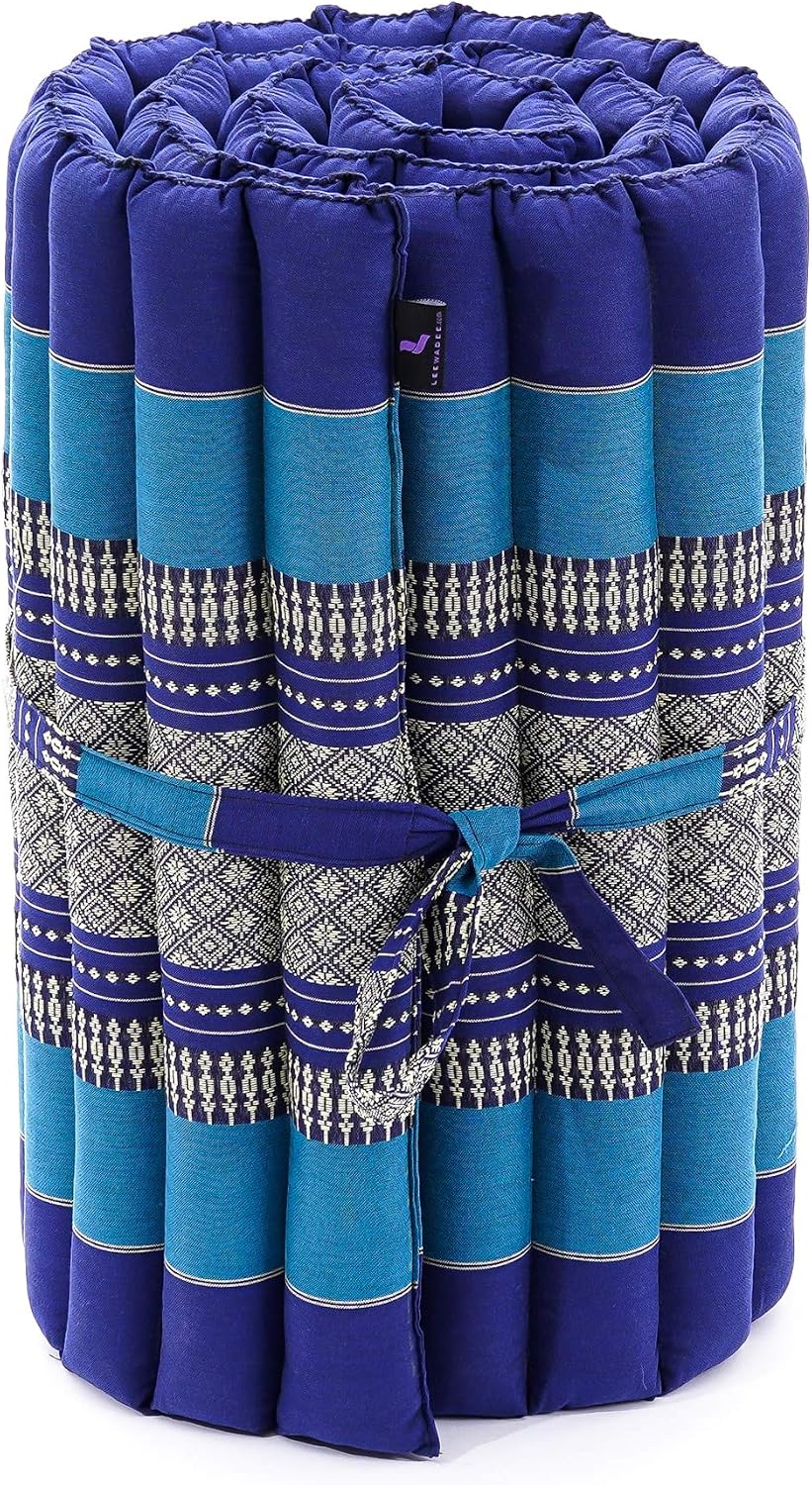 Kapok Roll Mat – Handcrafted Folding Sleep & Relaxation Mattress from Thailand, Ideal as Guest Bed, Camping Mat, Yoga Mat or Traditional Futon, 75 x 39 inches, Orange Red