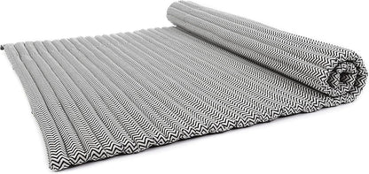 Kapok Roll Mat – Handcrafted Folding Sleep & Relaxation Mattress from Thailand, Ideal as Guest Bed, Camping Mat, Yoga Mat or Traditional Futon, 75 x 39 inches, Orange Red