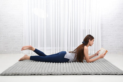 Kapok Roll Mat – Handcrafted Folding Sleep & Relaxation Mattress from Thailand, Ideal as Guest Bed, Camping Mat, Yoga Mat or Traditional Futon, 75 x 39 inches, Orange Red