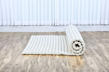 Kapok Roll Mat – Handcrafted Folding Sleep & Relaxation Mattress from Thailand, Ideal as Guest Bed, Camping Mat, Yoga Mat or Traditional Futon, 75 x 39 inches, Orange Red
