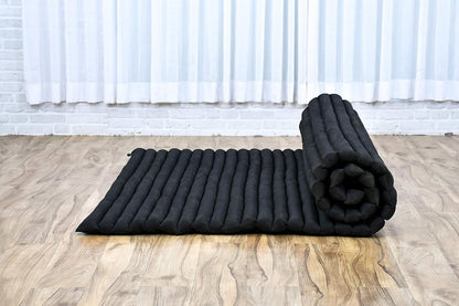 Kapok Roll Mat – Handcrafted Folding Sleep & Relaxation Mattress from Thailand, Ideal as Guest Bed, Camping Mat, Yoga Mat or Traditional Futon, 75 x 39 inches, Orange Red