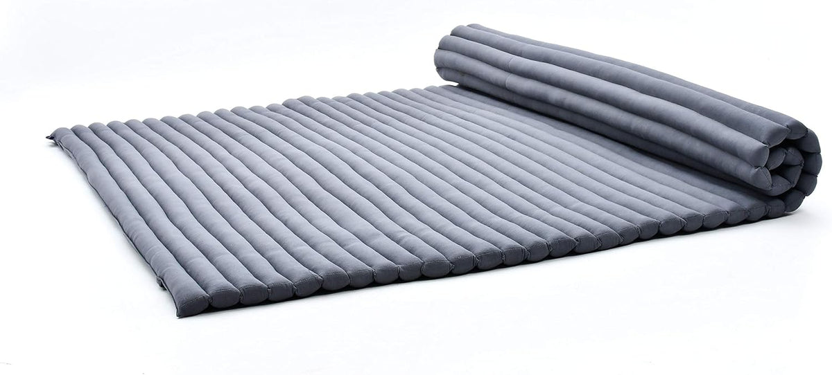 Kapok Roll Mat – Handcrafted Folding Sleep & Relaxation Mattress from Thailand, Ideal as Guest Bed, Camping Mat, Yoga Mat or Traditional Futon, 75 x 39 inches, Orange Red