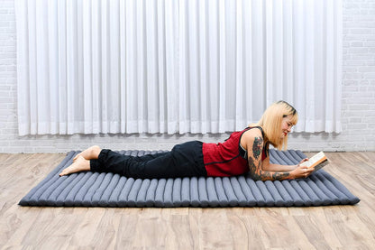 Kapok Roll Mat – Handcrafted Folding Sleep & Relaxation Mattress from Thailand, Ideal as Guest Bed, Camping Mat, Yoga Mat or Traditional Futon, 75 x 39 inches, Orange Red