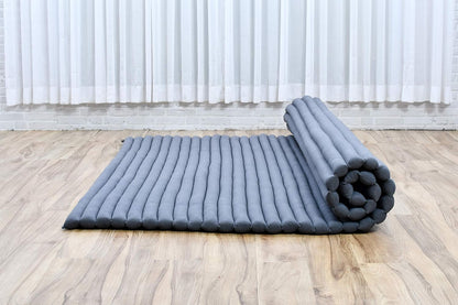 Kapok Roll Mat – Handcrafted Folding Sleep & Relaxation Mattress from Thailand, Ideal as Guest Bed, Camping Mat, Yoga Mat or Traditional Futon, 75 x 39 inches, Orange Red