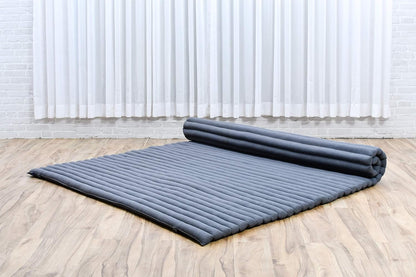 Kapok Roll Mat – Handcrafted Folding Sleep & Relaxation Mattress from Thailand, Ideal as Guest Bed, Camping Mat, Yoga Mat or Traditional Futon, 75 x 39 inches, Orange Red