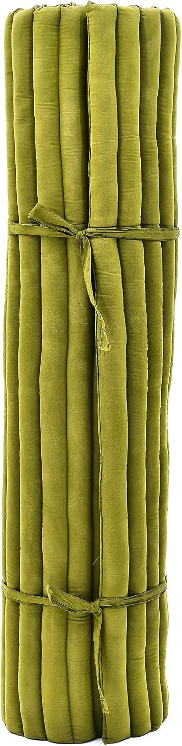 Kapok Roll Mat – Handcrafted Folding Sleep & Relaxation Mattress from Thailand, Ideal as Guest Bed, Camping Mat, Yoga Mat or Traditional Futon, 75 x 39 inches, Orange Red