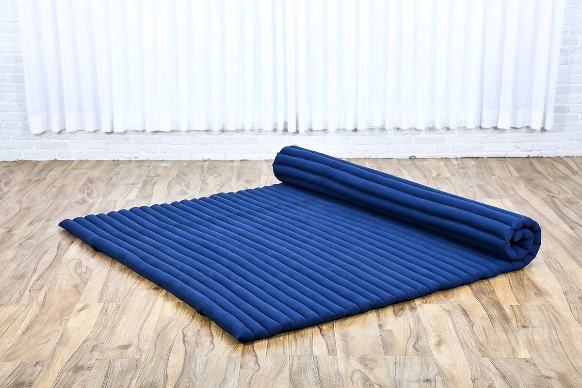 Kapok Roll Mat – Handcrafted Folding Sleep & Relaxation Mattress from Thailand, Ideal as Guest Bed, Camping Mat, Yoga Mat or Traditional Futon, 75 x 39 inches, Orange Red