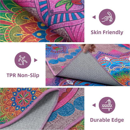 Meditation Indoor Outdoor Rug 5x8 ft Mandala Pattern Rug Boho Style,Yoga Meditation Mat Picnic Rug for Patio Living Room Porch Garden Deck Backyard Easy to Clean Non Shedding Non-Slip