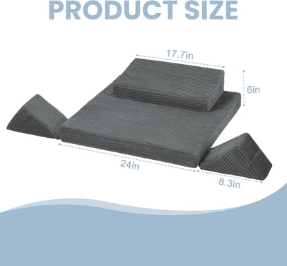 Meditation Cushion, Meditation Mat with Knee Support, Dark Grey | Large Washable Meditation Pillow for Sitting on Floor, Yoga Pillow with 2 Knee Cushions for Comfortable Sitting, 24x24in