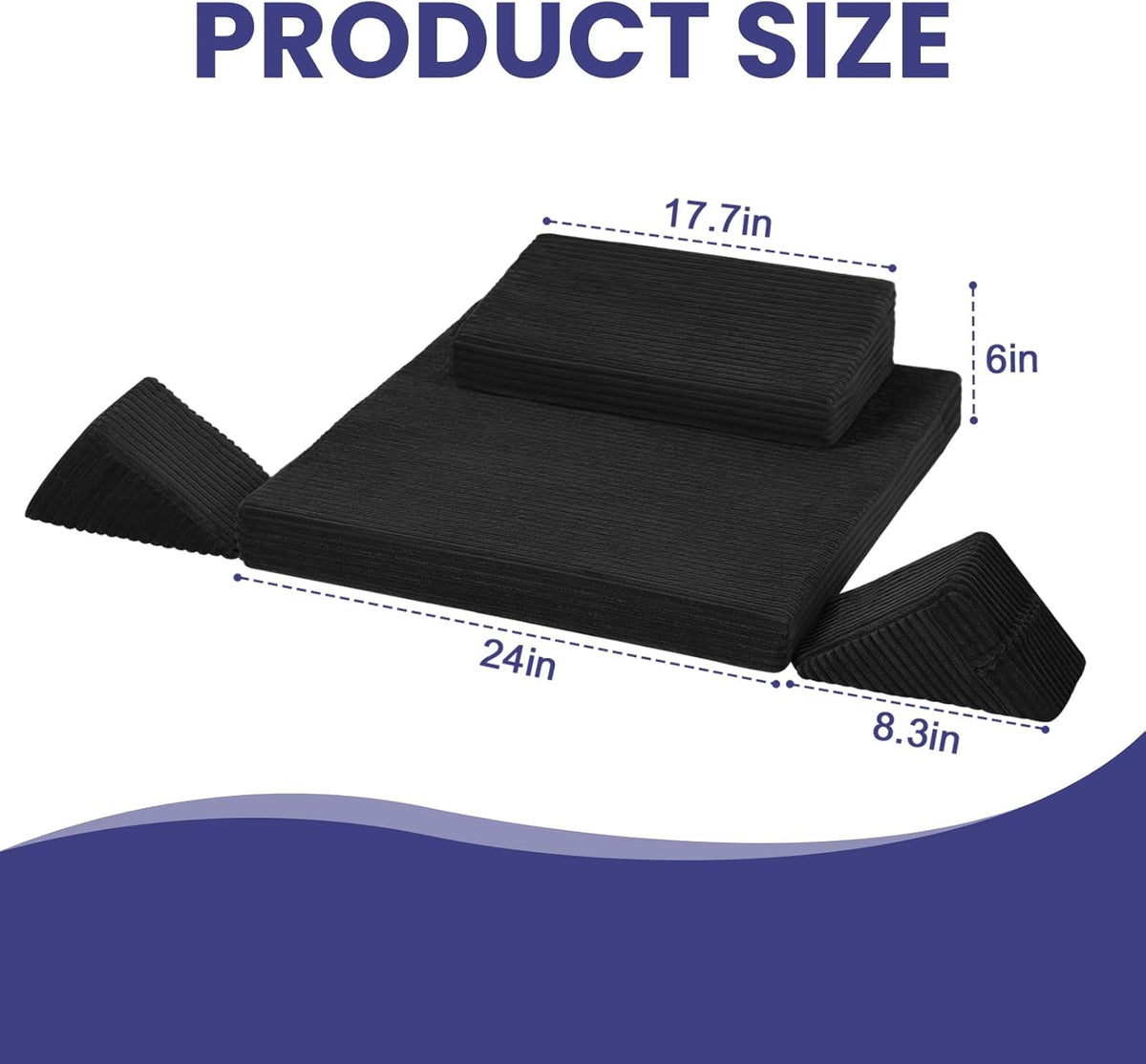 Meditation Cushion, Meditation Mat with Knee Support, Dark Grey | Large Washable Meditation Pillow for Sitting on Floor, Yoga Pillow with 2 Knee Cushions for Comfortable Sitting, 24x24in