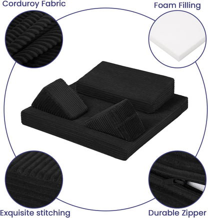 Meditation Cushion, Meditation Mat with Knee Support, Dark Grey | Large Washable Meditation Pillow for Sitting on Floor, Yoga Pillow with 2 Knee Cushions for Comfortable Sitting, 24x24in