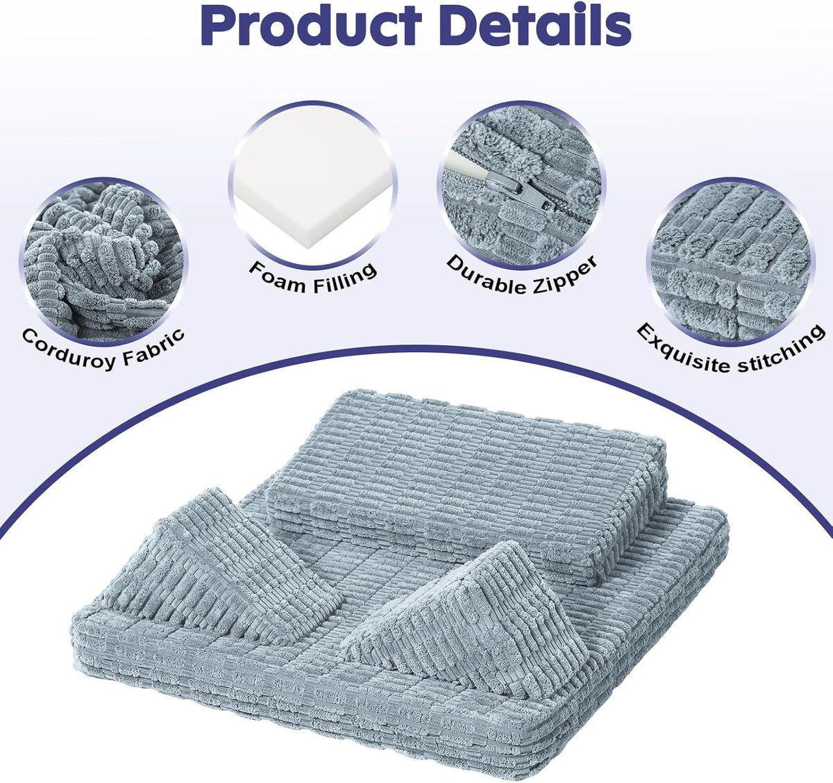 Meditation Cushion, Meditation Mat with Knee Support, Dark Grey | Large Washable Meditation Pillow for Sitting on Floor, Yoga Pillow with 2 Knee Cushions for Comfortable Sitting, 24x24in