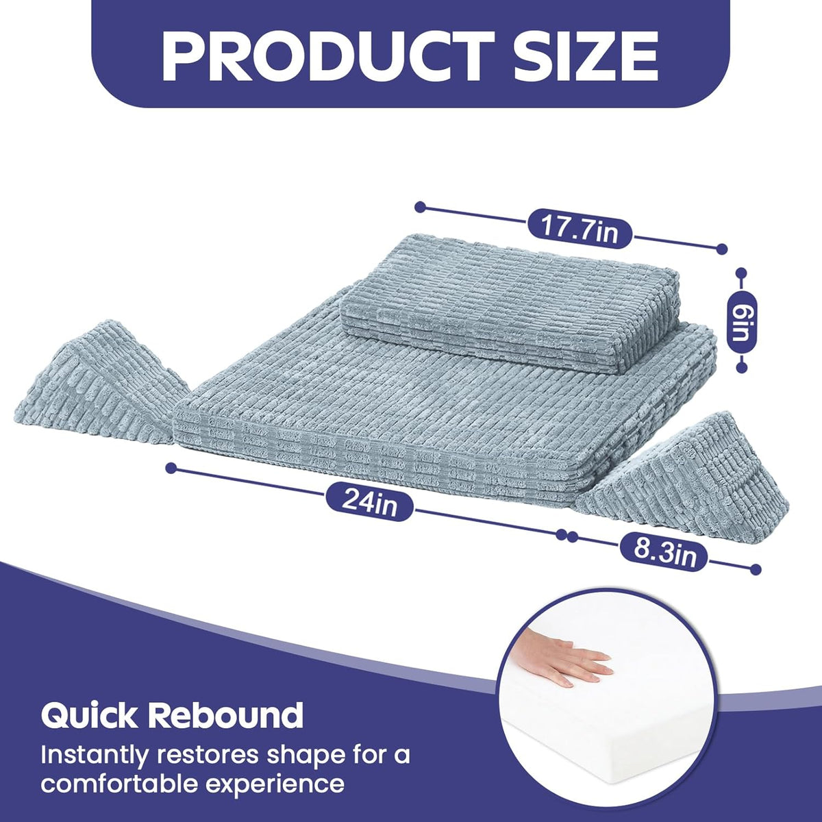 Meditation Cushion, Meditation Mat with Knee Support, Dark Grey | Large Washable Meditation Pillow for Sitting on Floor, Yoga Pillow with 2 Knee Cushions for Comfortable Sitting, 24x24in